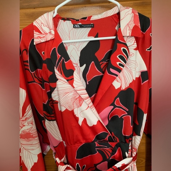 NWOT Zara Floral Kimono Maxi Dress, Medium - Picture 4 of 13